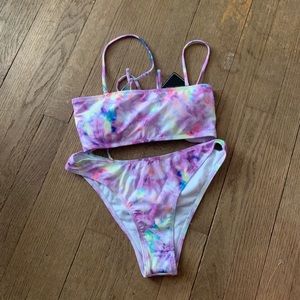 4 for $25⭐️Zaful Lace-Up Tube Tie Dye Bikini Set